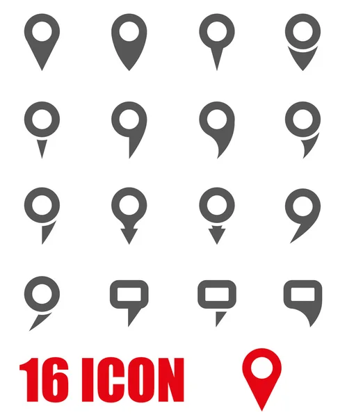 Conjunto de iconos de puntero de mapa gris vectorial — Archivo Imágenes Vectoriales