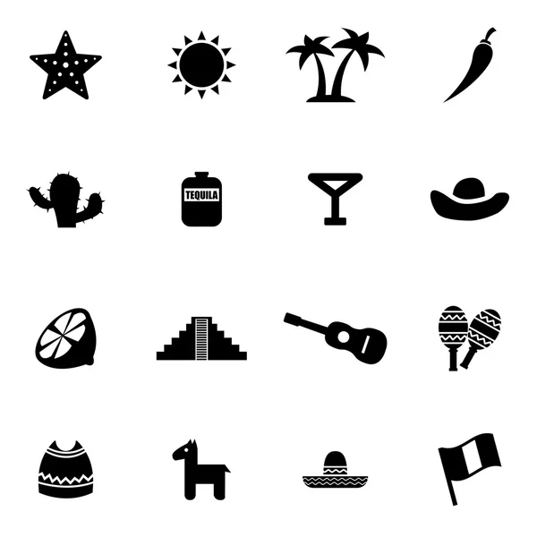 Vector black mexico icon set — Stock Vector