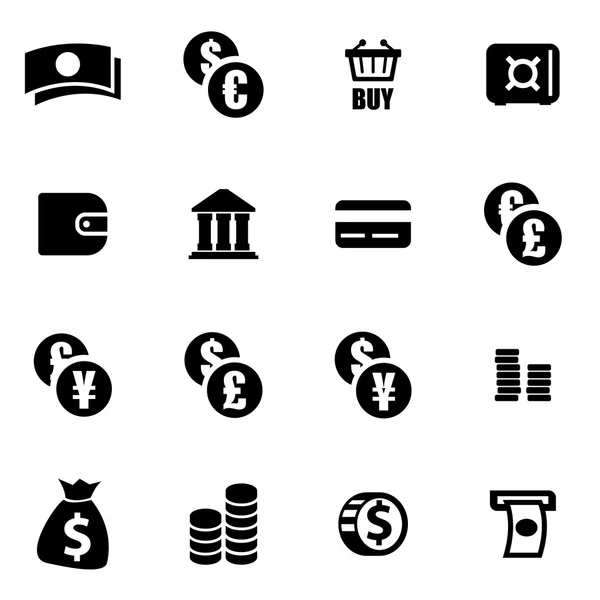 Vector negro icono de dinero conjunto — Vector de stock