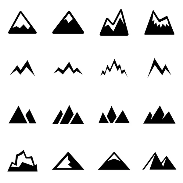 Vector black mountains pictogrammenset — Stockvector
