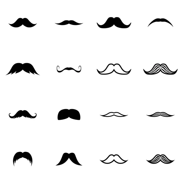 Conjunto de iconos de bigotes negro vector — Vector de stock