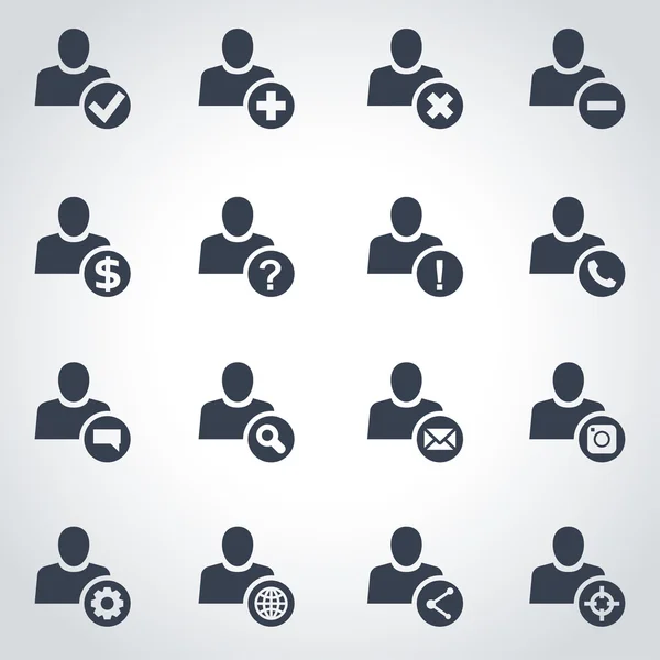 Vector black people search icon set — Stock Vector