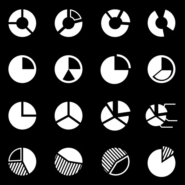 Vector witte cirkeldiagram pictogrammenset — Stockvector