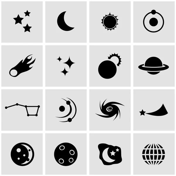 Ensemble d'icônes d'espace noir vectoriel — Image vectorielle