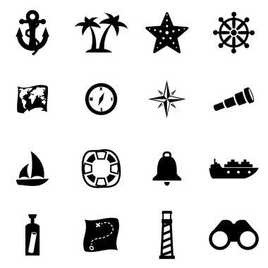 Vektör siyah deniz Icon set