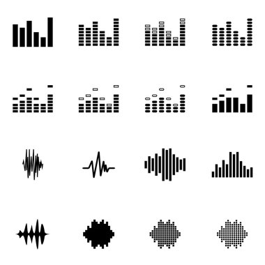 Vektör siyah müzik soundwave Icon set