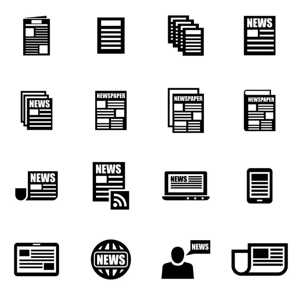 Vector black newspaper icon set — Stock Vector