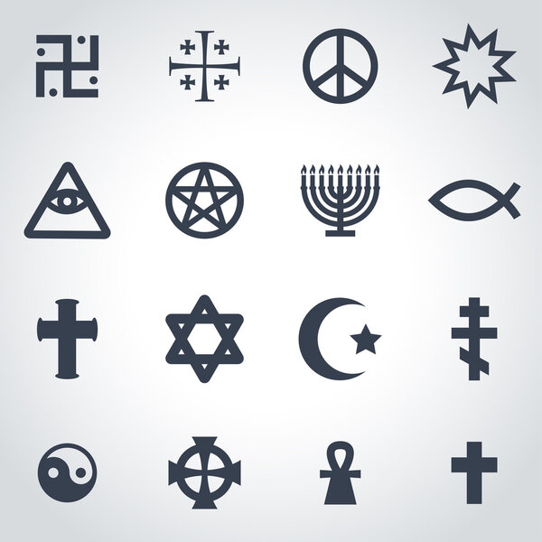 Vector black religious symbols set