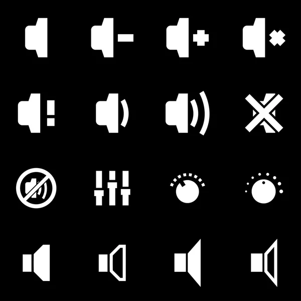 Ensemble d'icônes de haut-parleur blanc vectoriel — Image vectorielle