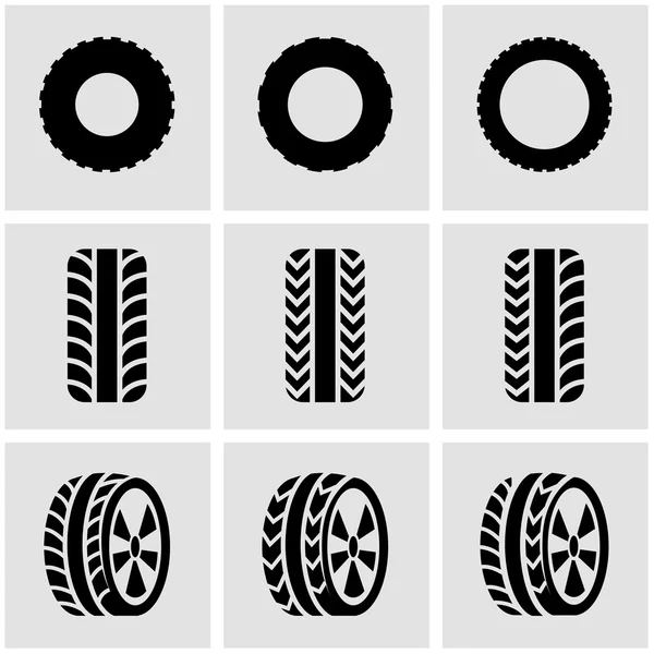 Vektorové černá pneumatika sada ikon — Stockový vektor