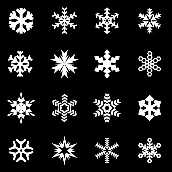 Vektor weiße Schneeflocke Icon Set — Stockvektor