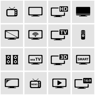 Vektör siyah tv Icon set