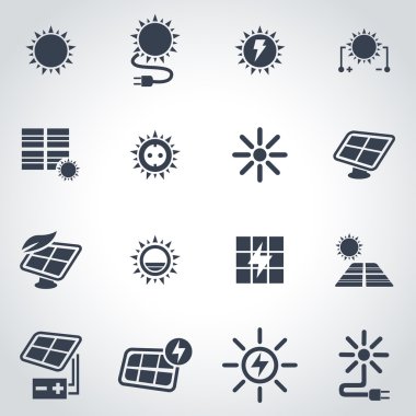 Vektör siyah güneş enerjisi Icon set