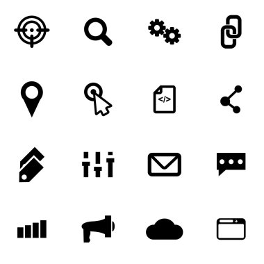 Vektör siyah seo Icon set