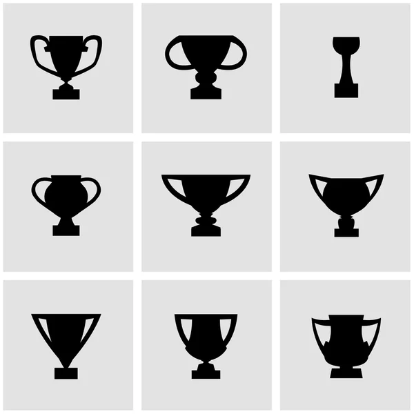 Conjunto de iconos de trofeo negro vector — Vector de stock