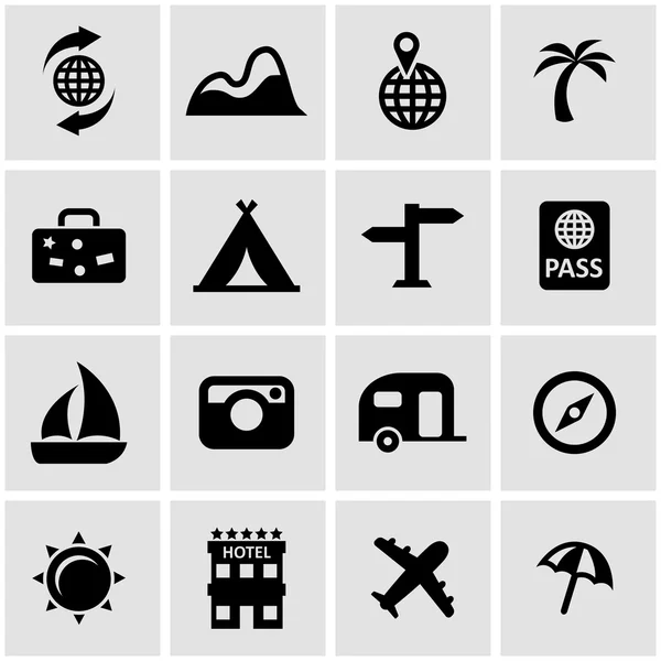 Vector black travel icon set — Stock Vector