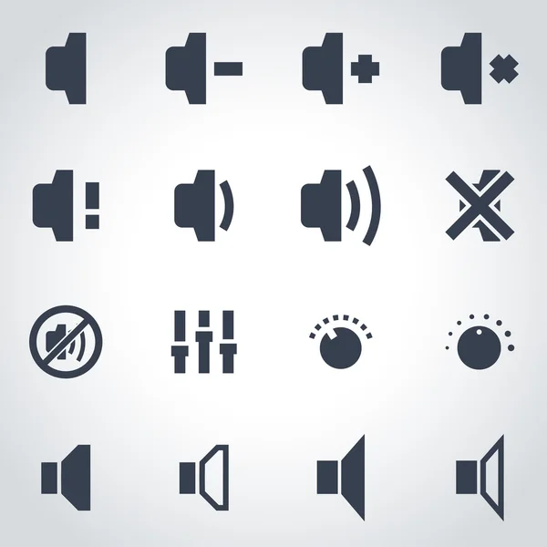 Conjunto de iconos de altavoz negro vector — Vector de stock