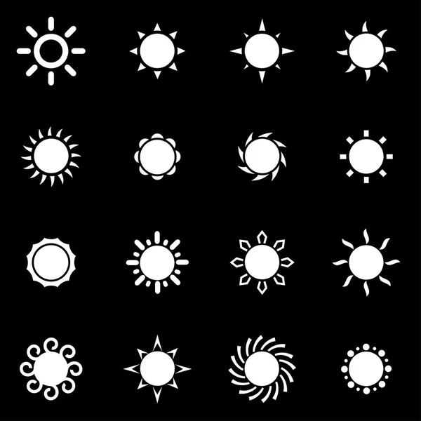 Ensemble d'icône de soleil blanc vectoriel — Image vectorielle