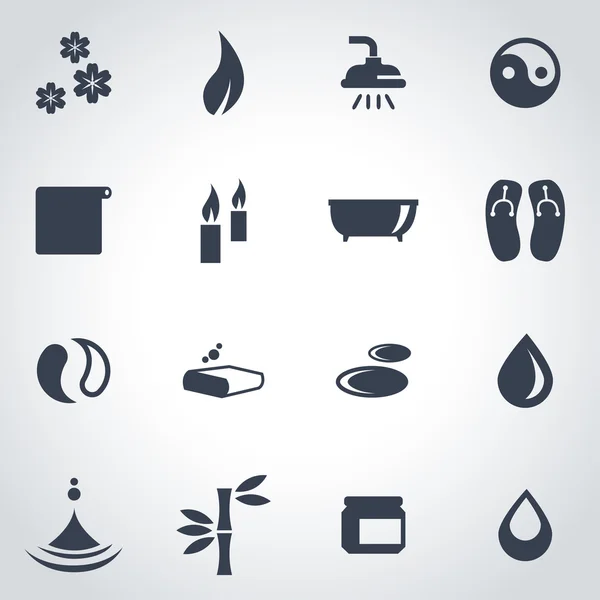 Set de iconos de spa negro vector — Archivo Imágenes Vectoriales