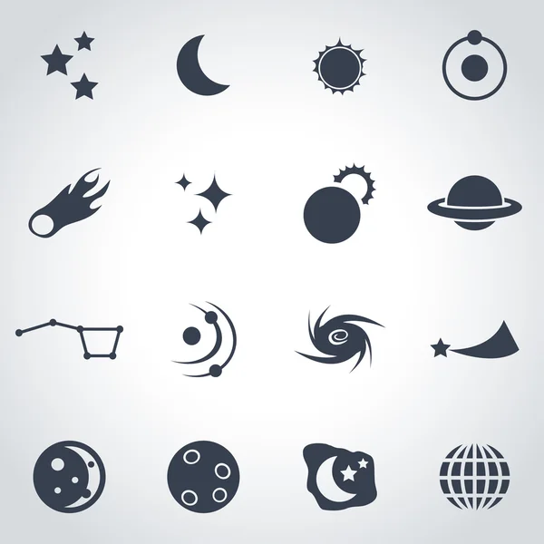 Vector black space icon set — Stock Vector