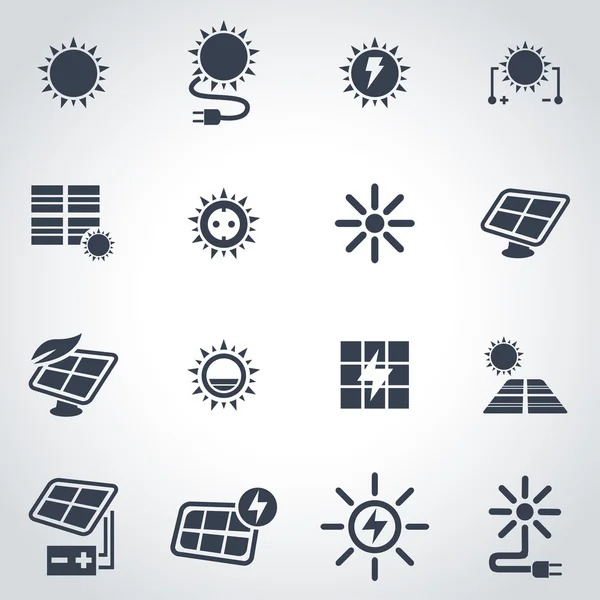Zestaw ikon wektor czarny energia słoneczna — Wektor stockowy