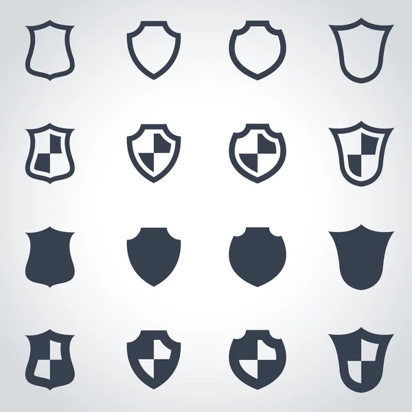 Conjunto de iconos de escudo negro vector — Vector de stock