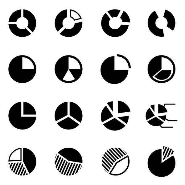 Vector zwarte cirkeldiagram pictogrammenset — Stockvector