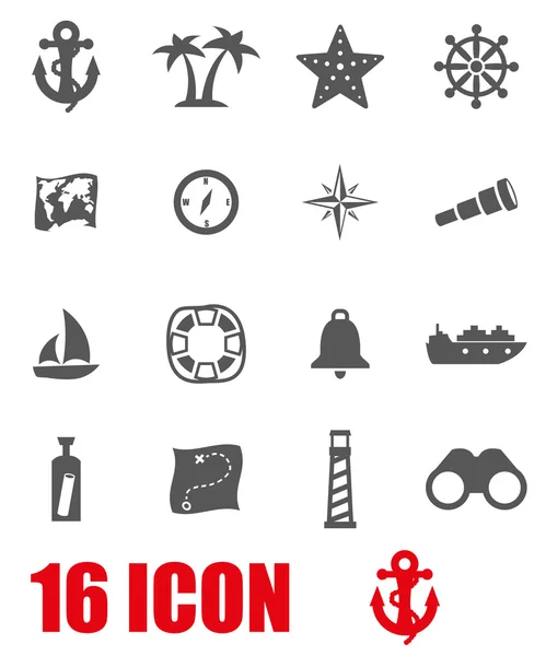 Vector gris conjunto de iconos náuticos — Vector de stock