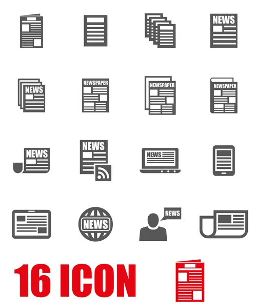 Vector grey newspaper icon set — Stock Vector