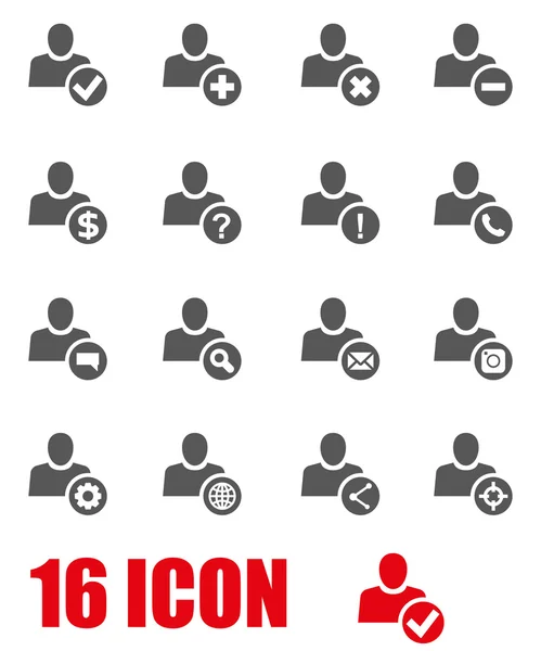 Vektor graue Menschen suchen Icon-Set — Stockvektor