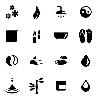 Vektör siyah spa Icon set