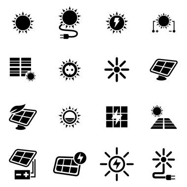 Vektör siyah güneş enerjisi Icon set