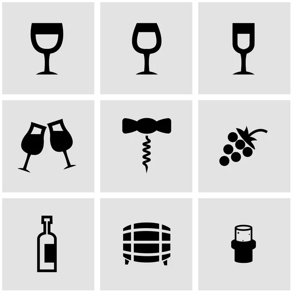 Set di icone del vino nero vettoriale — Vettoriale Stock