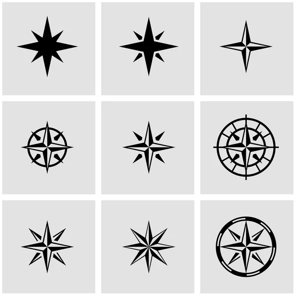 Vector black  wind rose icon set — Stock Vector