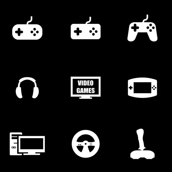 Vector white video games icon set — Stock Vector