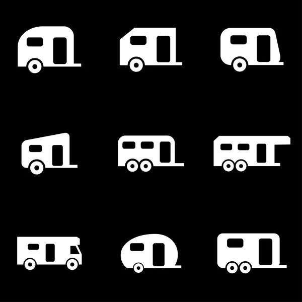 Vector white trailer icon set — Stock Vector