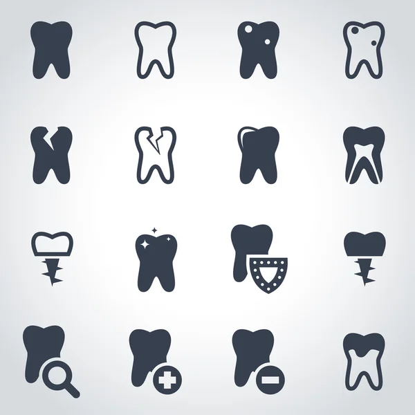 Vector black teeth icon set — Stock Vector