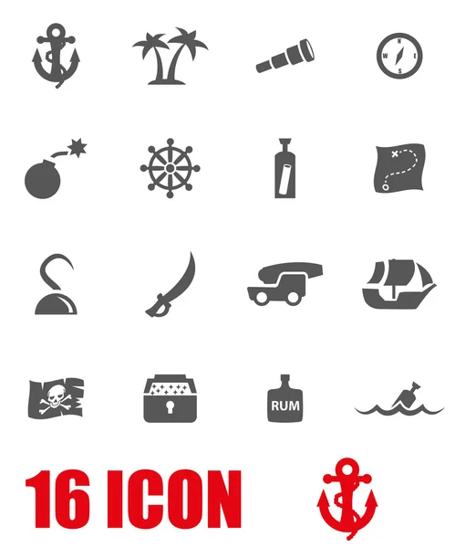 Vector grey pirate chart icon set — Stock Vector