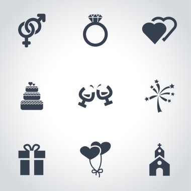 Vektör siyah düğün Icon set