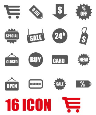 Vektör gri alışveriş Icon set