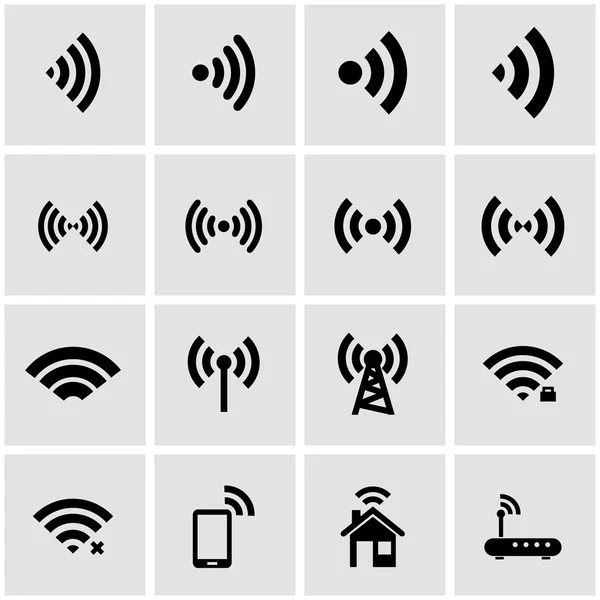 Vector black wireless icon set — Stock Vector