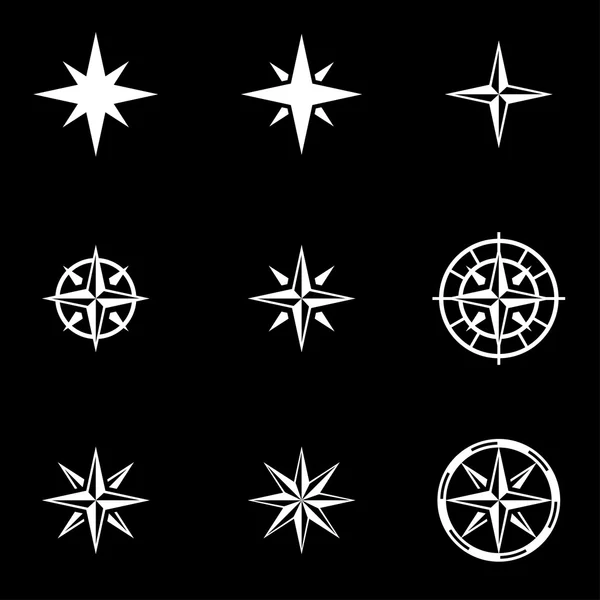 Vector white wind rose icon set — Stock Vector