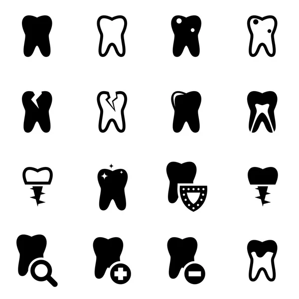 Vector black teeth icon set — Stock Vector