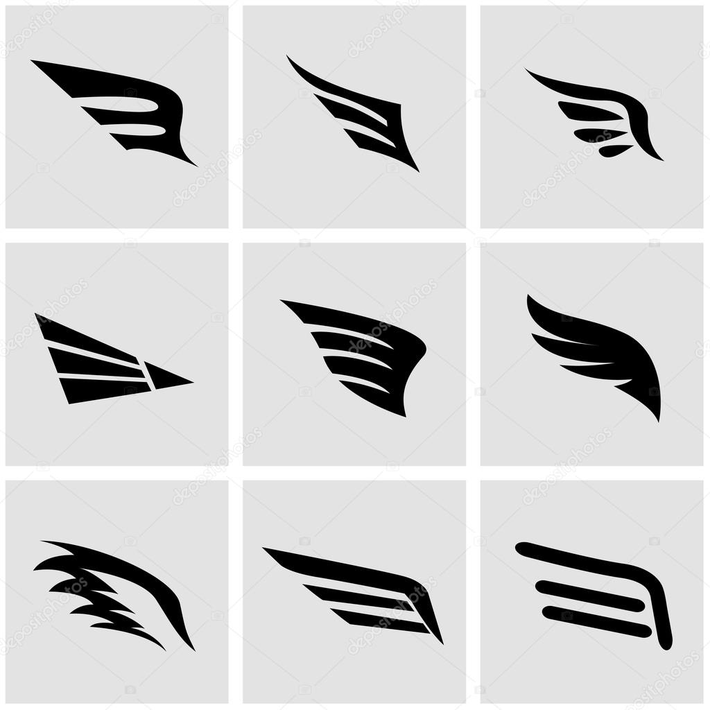 Vector black wing icon set