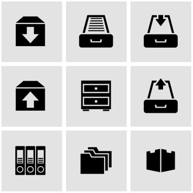 Vektör siyah Arşiv Icon set