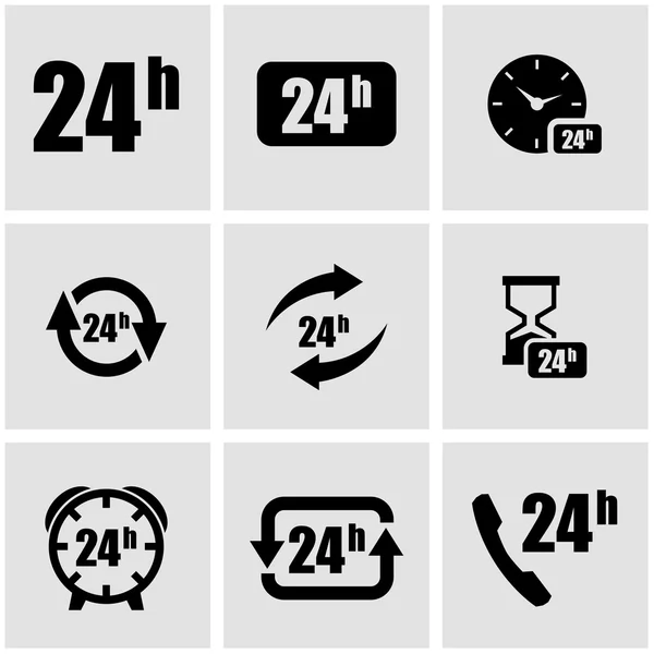 Vector black 24 hours icon set — Stock Vector