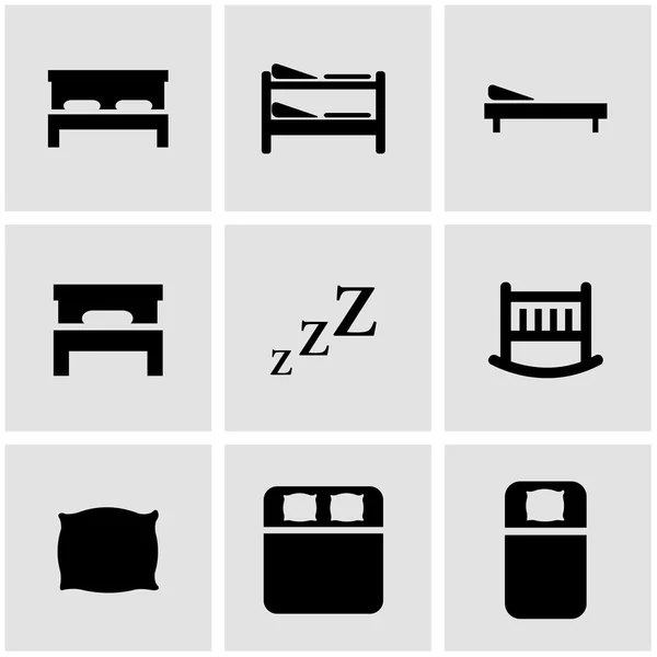 Vektor schwarzes Bett Icon Set — Stockvektor