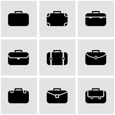 Vektör siyah evrak çantası Icon set