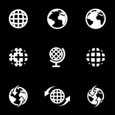 Vector white world map icon set