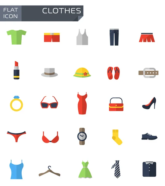 Vector flat clothes icons set — Stock Vector